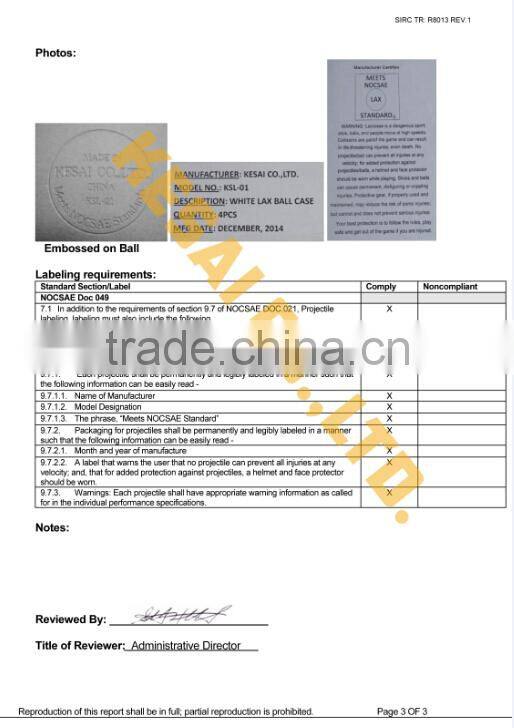 100% customed rubber lacrosse Ball meet NOCSAE standards