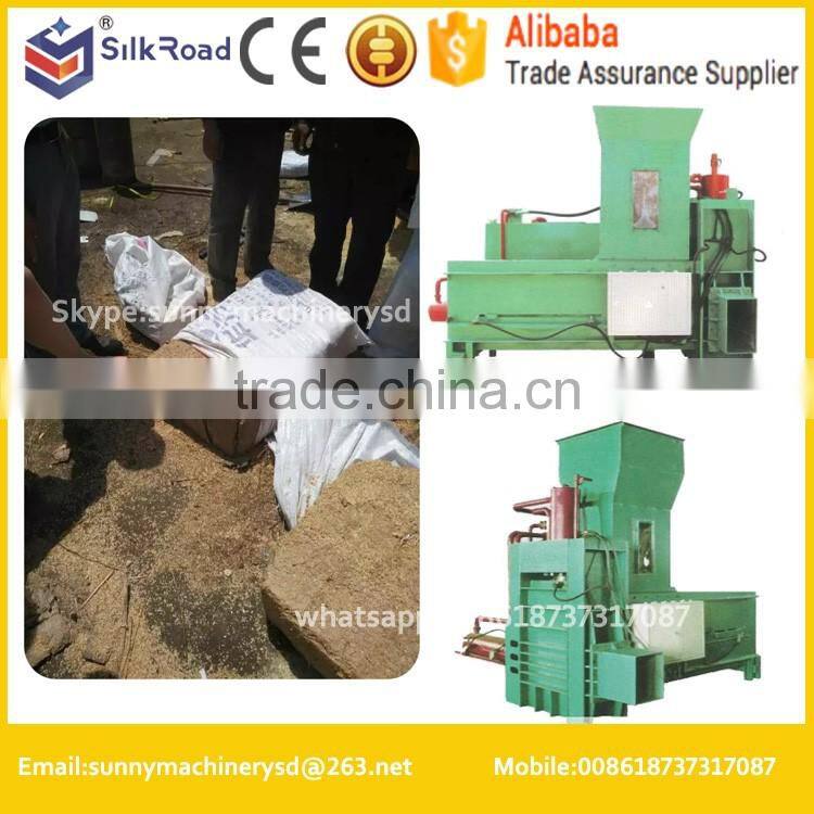 Hydraulic horizontal automatic wood chips sawdust baling and bagging machines