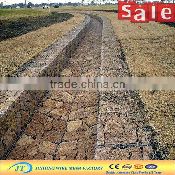 chicken wire cage rock wall/ PVC coated chicken wire mesh (ISO9001 Manufacturer )