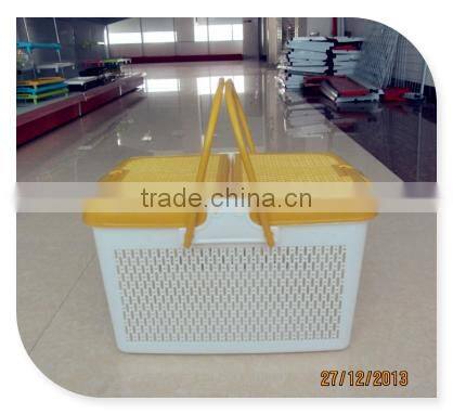 Plastic Storage Hamper Square Laundry Basket with Lid and handle