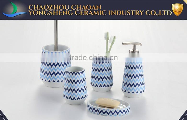Most popular decal fine porcelain bathroom set with ISO certificate