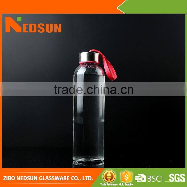 Hot selling custom logo drinking glass clear water bottle with cap