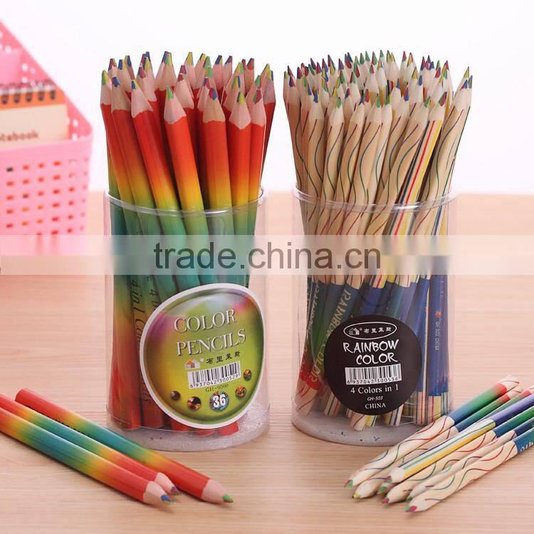 Factory Supplier 7 inch 4 color in 1 Lead Rainbow Pencils
