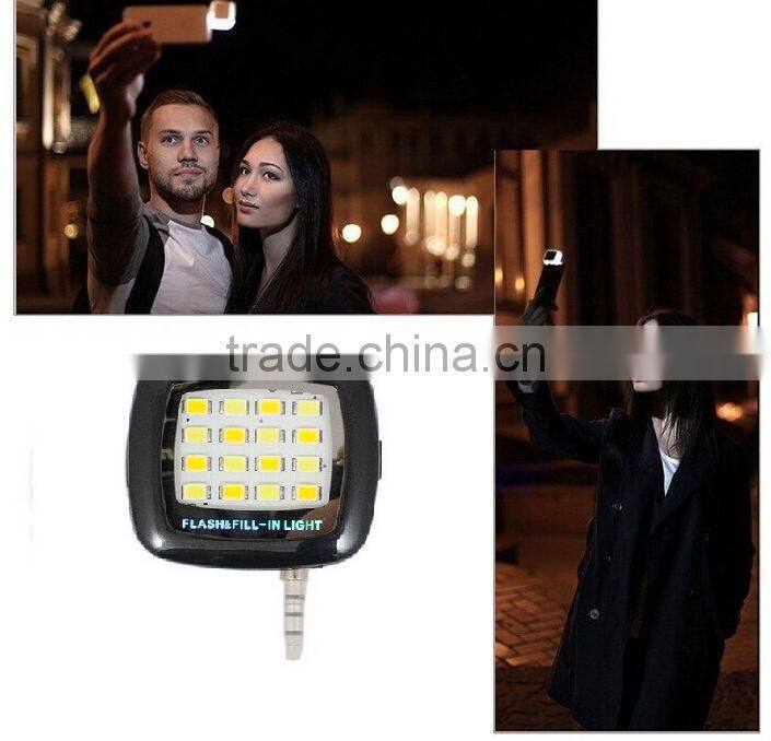 2015 Newest Wholesale portable 3.5mm Audio Jack Fill Light LED Flashlight for Mobile Phone