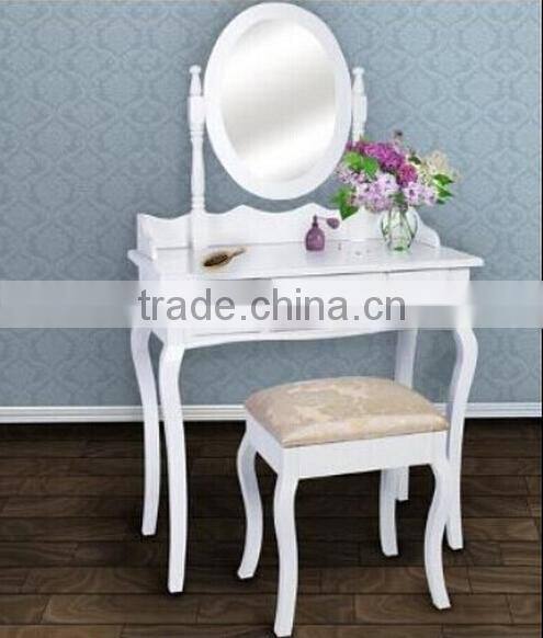 Wooden Make Up Table with Mirror and Stool, Bedroom Wooden Dresser Set, Wooden Crafts