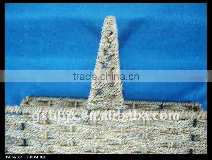 Nature seagrass woven book storage holder with handle