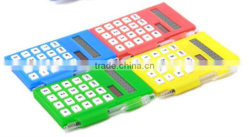 Plastic notepad with calculator and pen