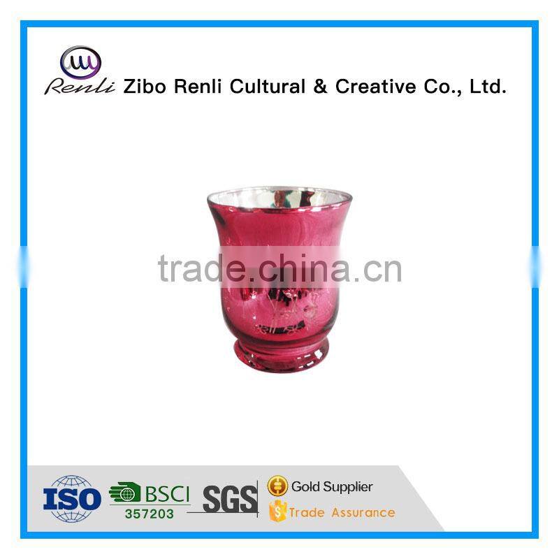 Electroplated Colored Geometric Glass Hurricane Candles Holders Lamp