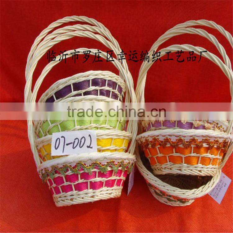 Colorful wicker flat flower basket, Christmas gift baskets