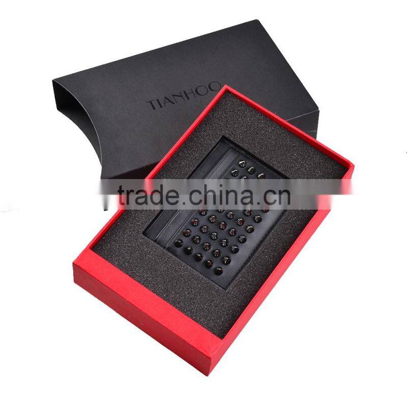 Gift rivet pu leather/genuine leather credit / name card holder for business