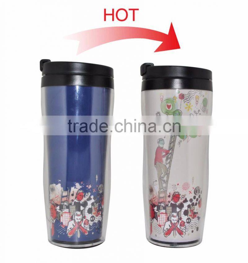 Color changing PS PP inner plastic thermos mug