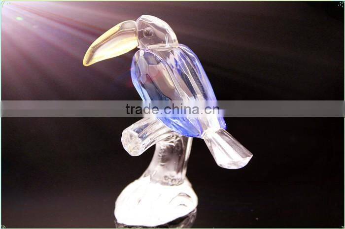 Wholesale double crystal birds with a trunk as customized crystal gifts/crystal wedding table gift for guests