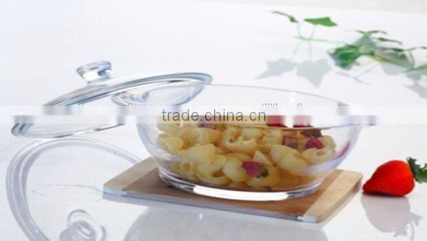High quality 2L clear Round pyrex glass steamer pot with glass lid