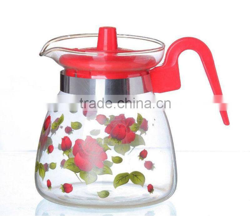 Glass Tea pot with handle and lid