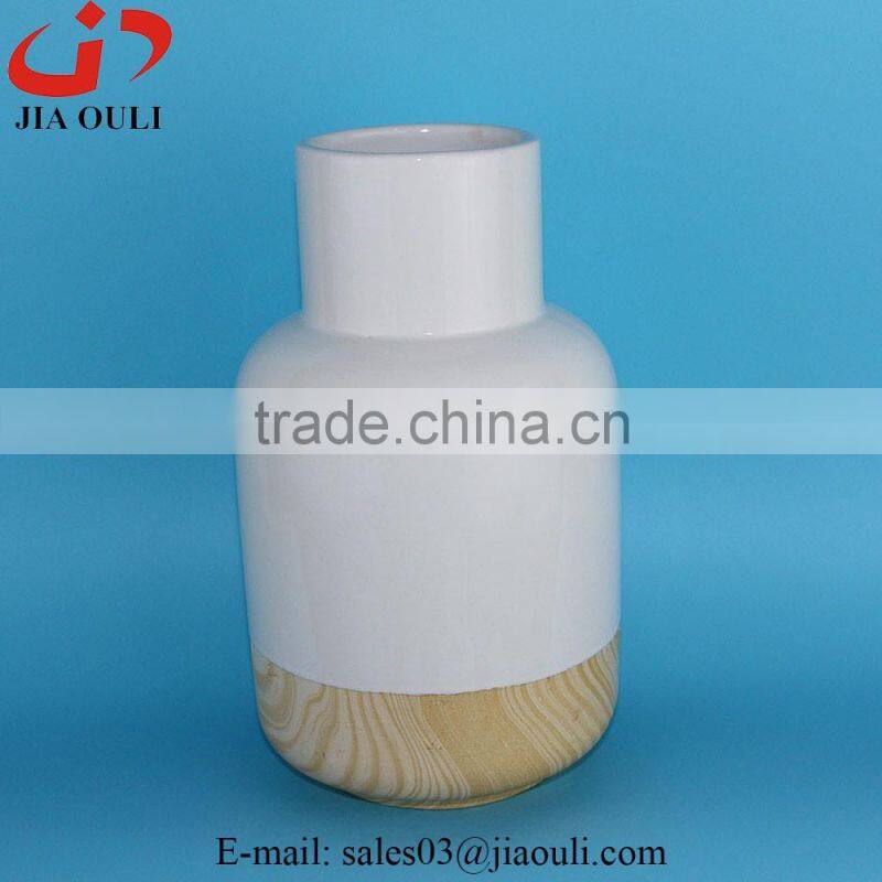 NEW design wood grain white ceramic vase