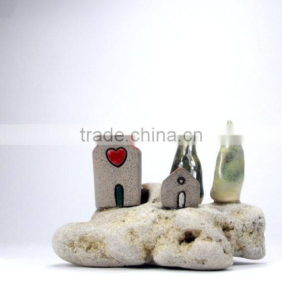 Little village sculpture , Rustic home decor , Beach houses