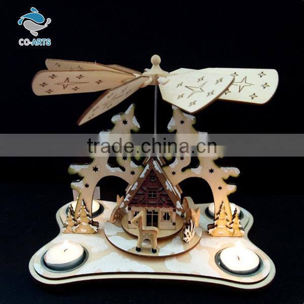 Wholesale holiday decoration battery charge crafts lighting made of wood