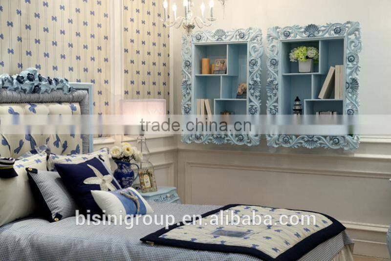 Light blue vanish BISNI European style wooden book wall closet design for kids bedroom - BF07-70356BC