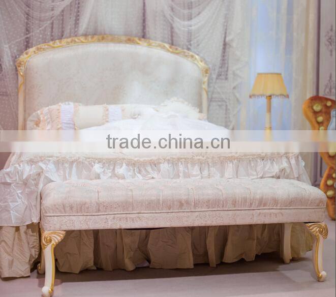 BISINI ivory color european style wooden dressing long bench chair for bedroom - BF07-70192B