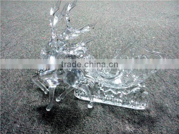2016 hot sale three acrylic reindeer and sleigh Christmas decoration