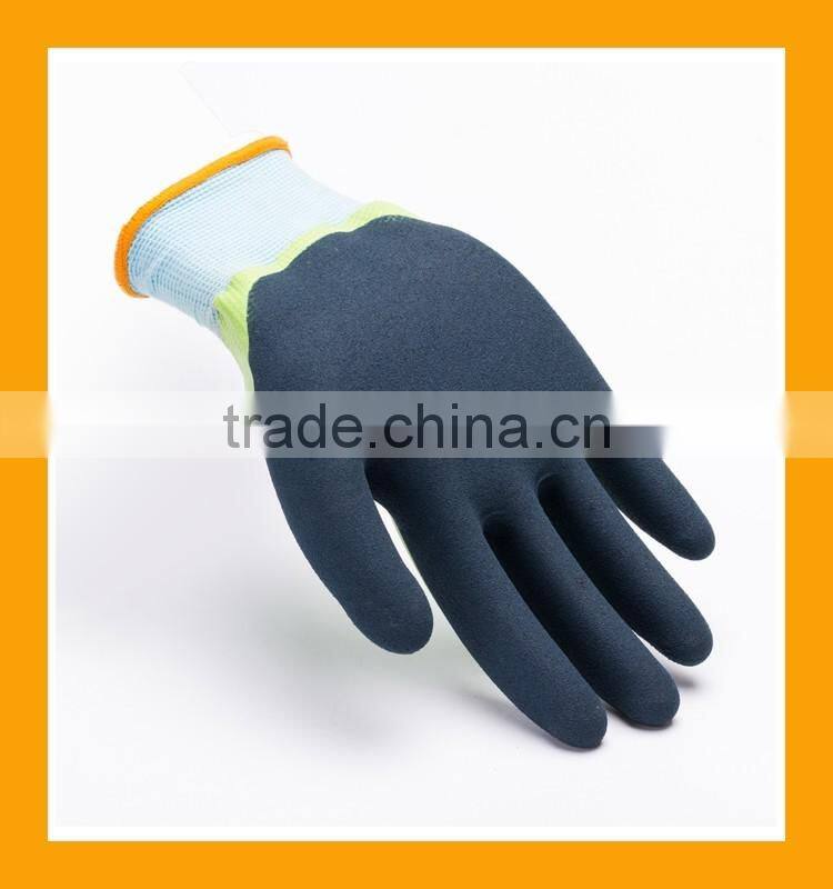 ZMSAFETY Nitrile Dipped Oil-resistant Working Gloves Black Sandy Nitrile Double Coated Palm Anti-slip Nitrile Gloves