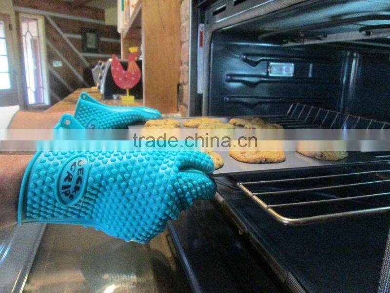 Non-Slip Food Grade Oven Mitts, Pot Holder for Cooking, Baking, Barbeque (BBQ), Cooking 5-Finger Protective Kitchen Gloves