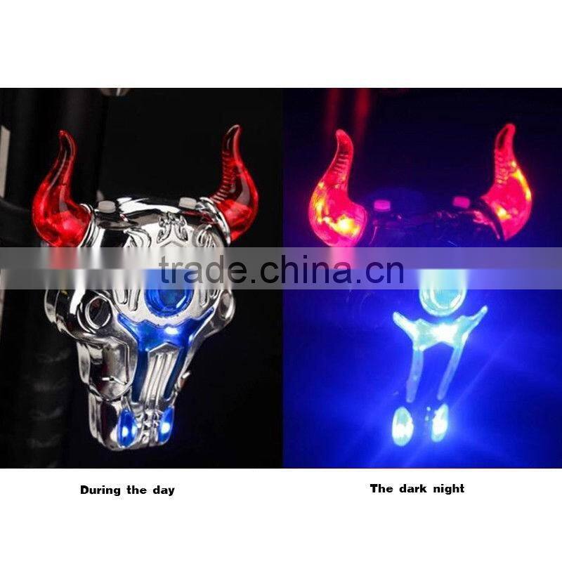2016 new Bull Head LED Bike Bicycle Lamp USB Rechargeable Tail Rear Light with Laser