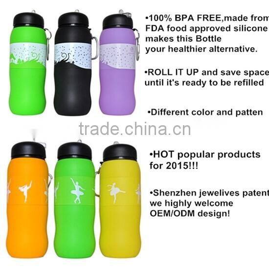 High quality direct factory silicone traveling water bottle