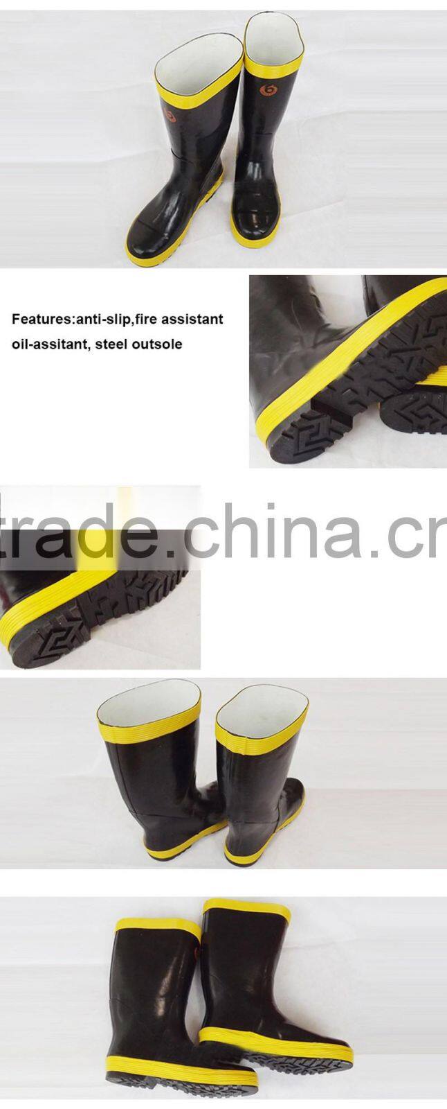 Mining Industrial Fire Firefighter Safty Leather Rubber Boots Shoes