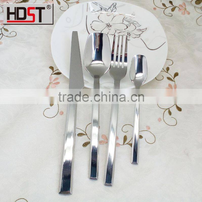 2015 new design high food grade flatware; long handle south American popular stainless steel cutlery service for 24 people;