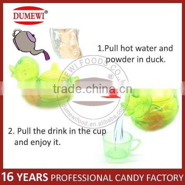 Crystal Duck Shape Kids Toys with Fruit Powder Candy & Tea Cup