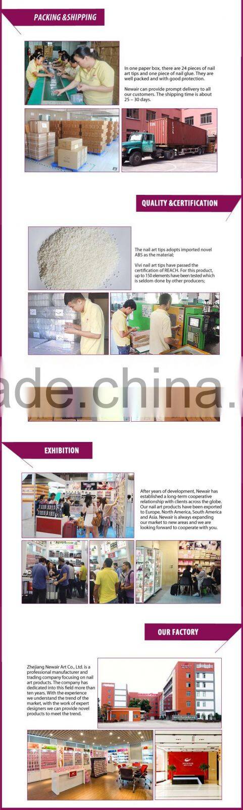 Custom impress artificial fake nails with glue nail tips