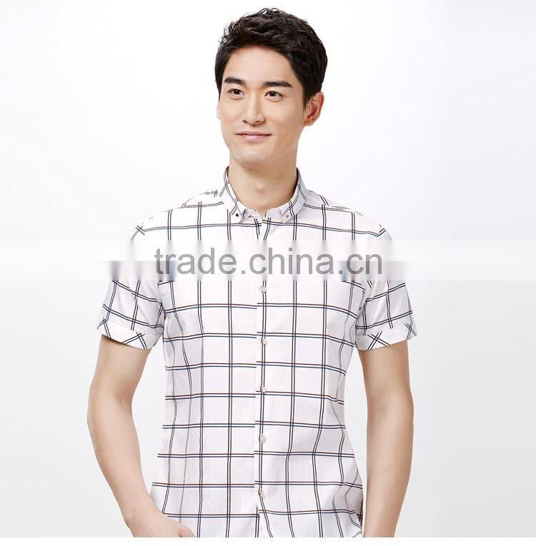 100% cotton shorts sleeve men shirts casual shirts custom plaid shirts