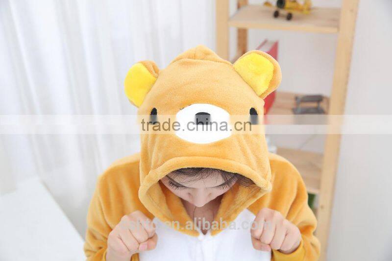 flannel cartoon adult animal jumpsuit animal pajamas jumpsuit bear wennie design