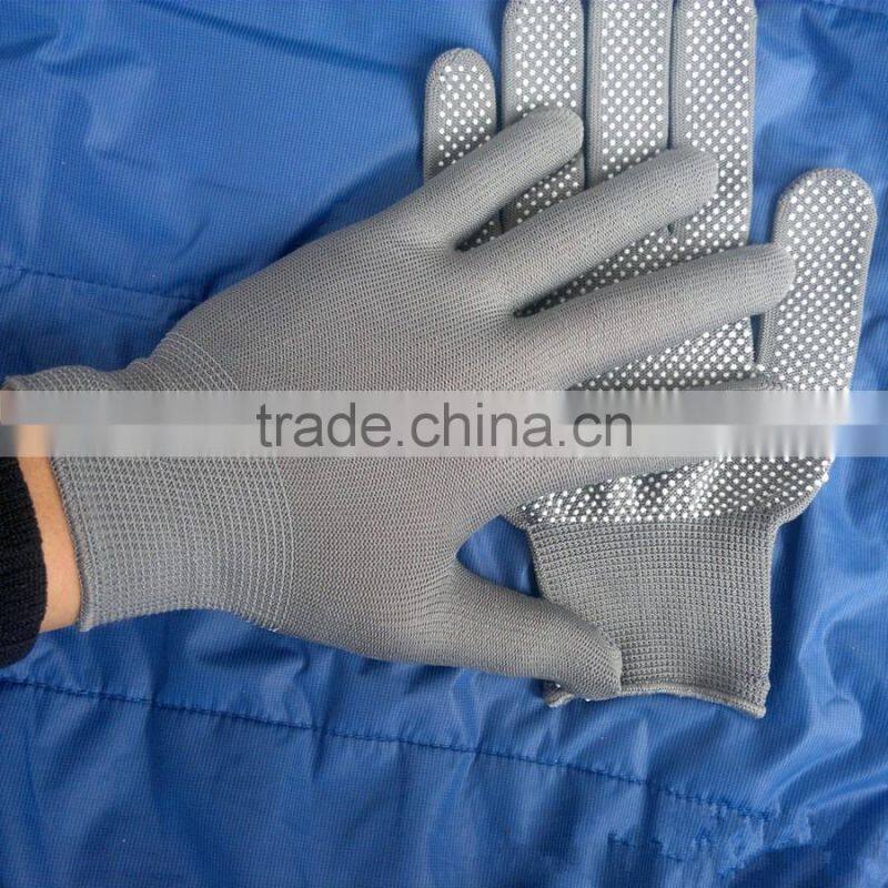 GZY 2015 white and black nylon anti-skid dotted gloves