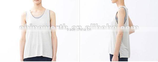 2015 ladies slim fit blank women tank top with pocket