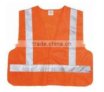 Hi Viz Quality 100% Polyester Reflective Fluorescent Orange Safety Vest