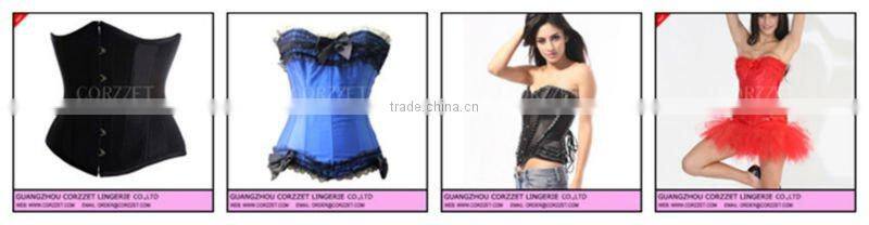 Sexy Lingerie PVC Lingerie Lace Up Basque Corset with Separate mini Skirt