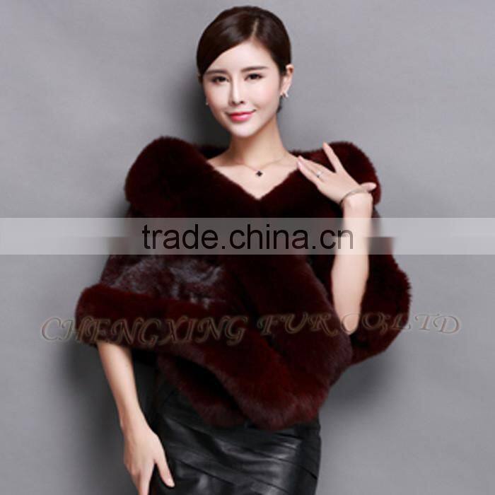 CX-B-M-05G Ladies' Genuine Mink Vintage Elegant Ladies Fur Cape Shawl For Party