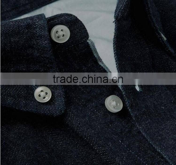 Hot sale dark color washed denim dress shirts wholesale dress denim shirts
