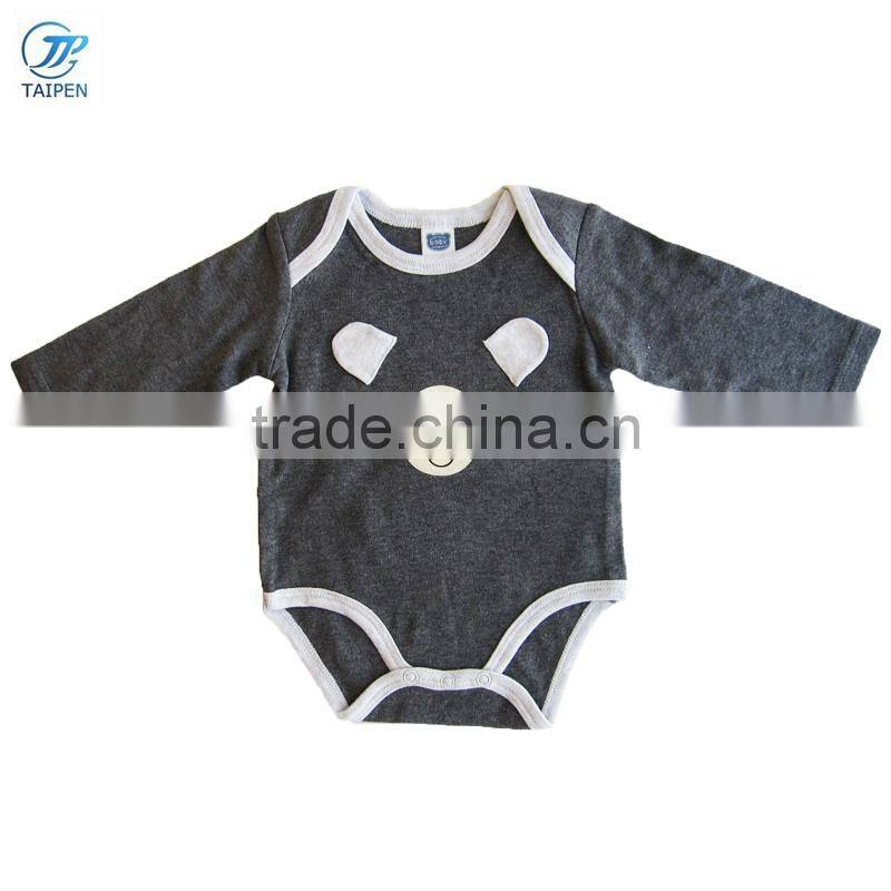 2017 Spring Baby Girls Clothes Solid Gray Newborn Baby Bodysuit With A Bow On The Neck Girls Baby Romper