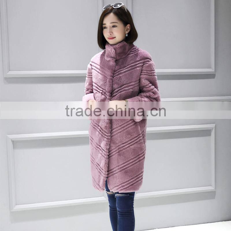 hot sales Winter Women's Real Natural Fur Coat Brand Clothing Fashion Girls Real Rex Rabbit Fur Jackets and Coats 2016 New