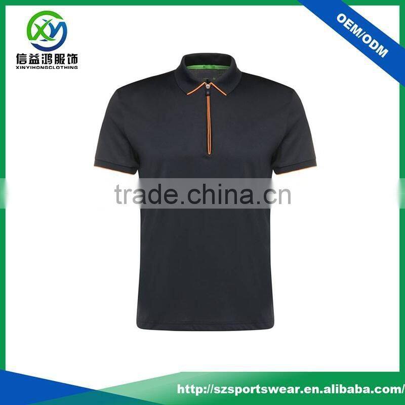 OEM custom service color combination zipper collar design polo shirts,dry fit polos for men