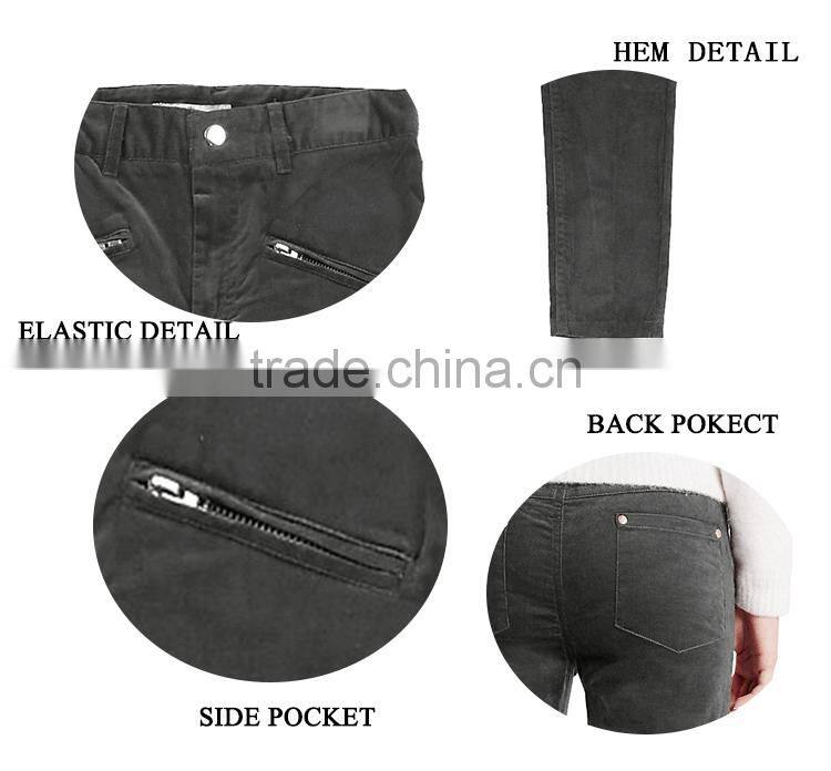 OEM custom made new disign baby girls jeans pure denim skinny zipper kid jean