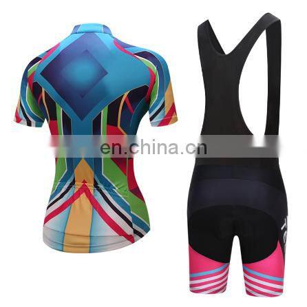 Colorful Women Cycling Jersey Bike Wear (Bib) shorts set Outdoor Sportwear Short Sleeve Cycling Clothing Suit