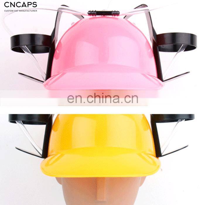 Plastic customized helmet plastic beer drinking cap w / straw and beer holder CNCAPS