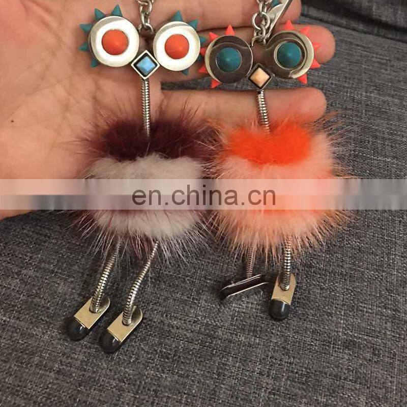 Fluffy and Lovely 2016 New Style Robot Keychain Mink Fur Accessories