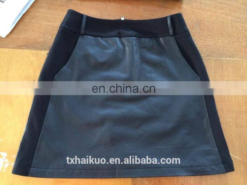 Ladies fitness ponti leather skirt with two pockets at back