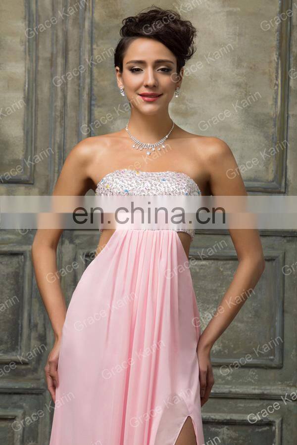 Grace Karin Ladies Sexy Strapless Sequins Beaded Backless Long Evening Dresses CL3437-1
