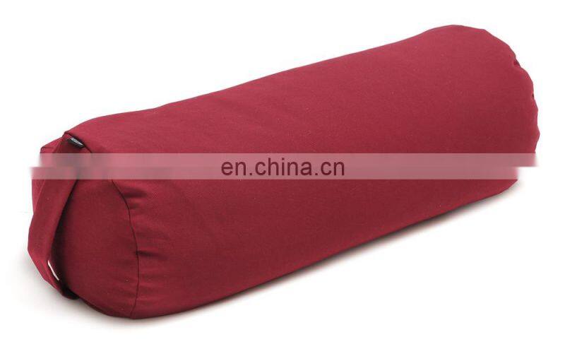 wholesale custom PU batting 65*21cylindrical yoga bolster with organic cover